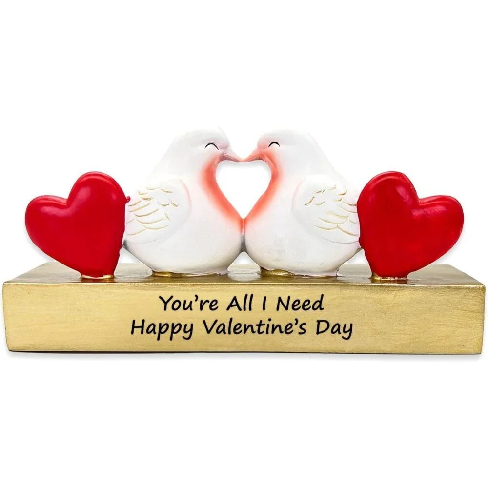 Love Birds Figurine Resin Art Decorative Statue for Home Décor Valentine's Day